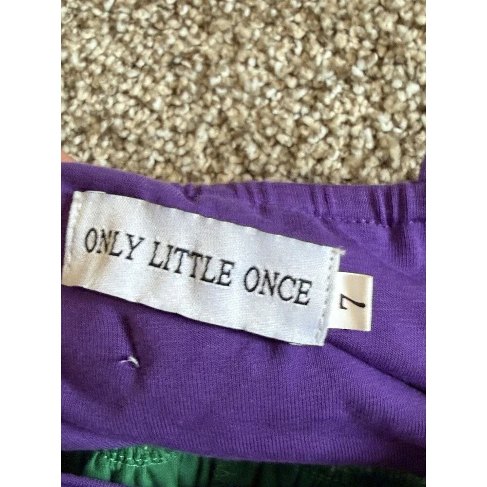 Only Little Once Girls Ariel Inspired Size 7 Purple/Green Stretch Cotton Blend